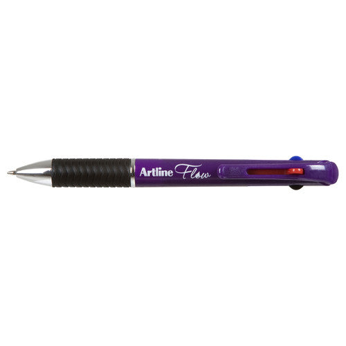 Artline Flow 4 Colour Retractable Ballpoint Pen Ultra Violet Box of 12