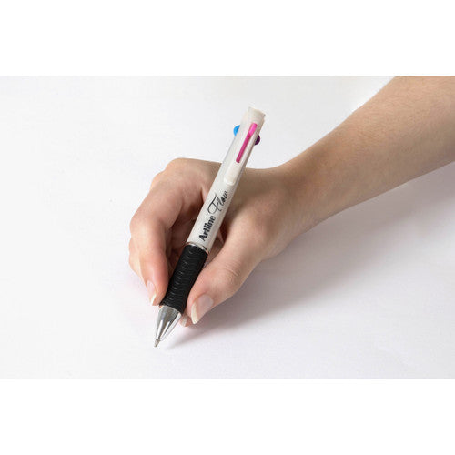 Artline Flow 4 Colour Retractable Ballpoint Pen Pearl White Box of 12