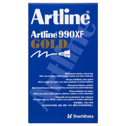 Artline 990 Metallic Marker 1.2mm Bullet Gold Box of 12