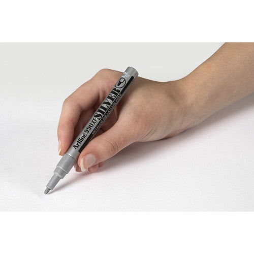 Artline 990 Metallic Marker 1.2mm Bullet Silver Box of 12