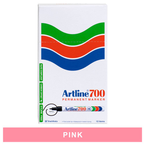 Artline 700 Permanent Marker 0.7mm Bullet Nib Pink Box of 12