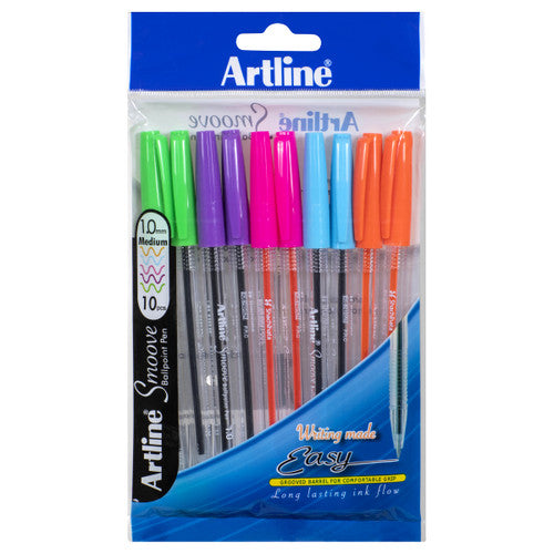 Artline Smoove Ballpoint Bright Pen 1.0mm Pack of 10