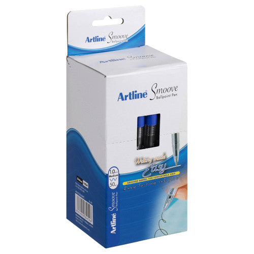 Artline Smoove Ballpoint Pen 1.0mm Blue Box of 50