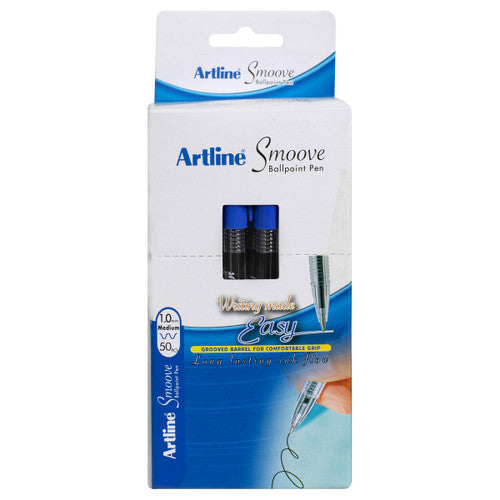Artline Smoove Ballpoint Pen 1.0mm Blue Box of 50