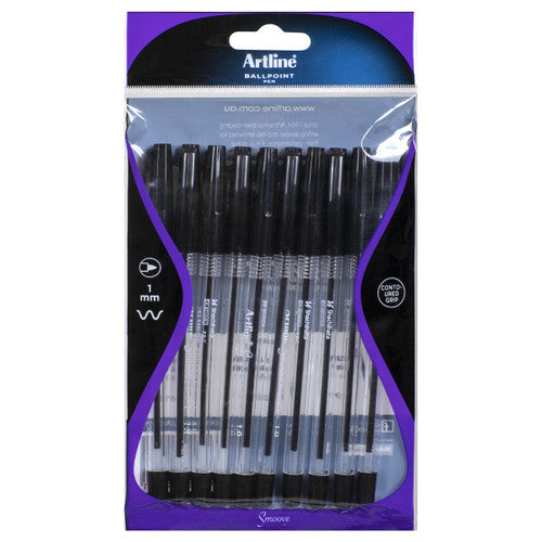 Artline Smoove 8210 Ballpoint Pen Medium Black 12 x 10 Packs