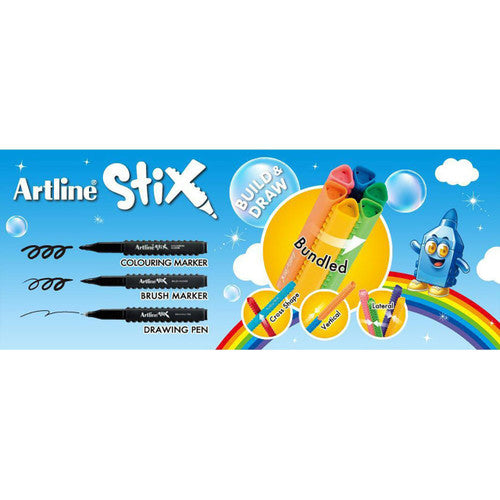 Artline Stix Colouring Marker Assorted Pack of 6