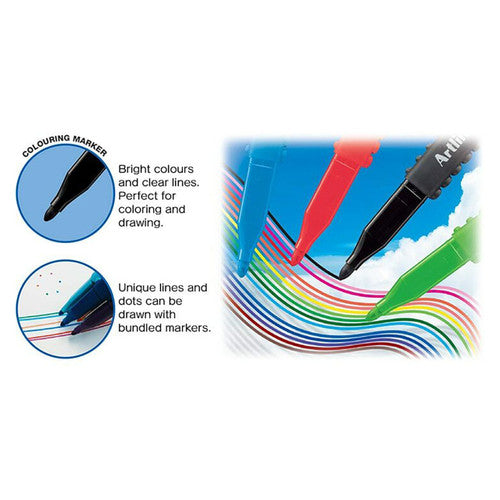 Artline Stix Colouring Marker Assorted Pack of 6