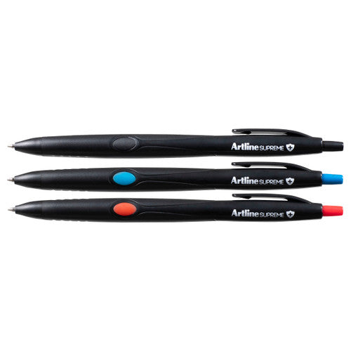 Artline Supreme Retractable Antibacterial Ballpoint Pen 1.0mm Core Assorted Pack 3 Box of 12