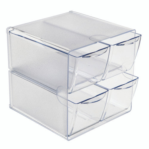 Deflecto Stackable Cube 4 Drawer Clear Organiser