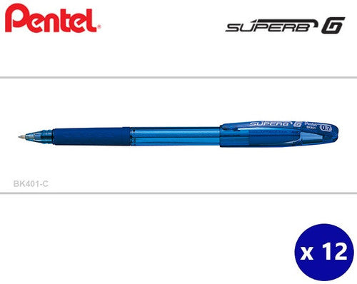 Pentel Superb G Ballpoint Pen 0.7mm Blue Box of 12