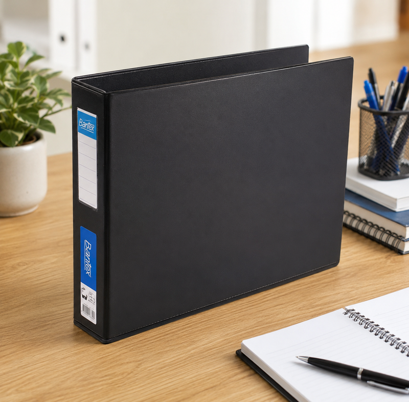 Bantex A3 Landscape Ring Binder 3D 38mm Black Box of 6-2