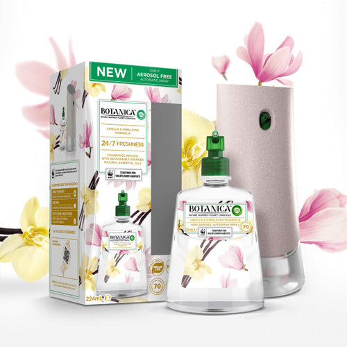 Botanica by Air Wick Vanilla and Himalayan Magnolia Automatic Spray Starter Kit Pack of 3