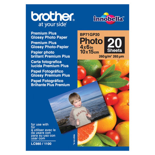 Brother 260gsm 6 x 4 Glossy Photo Paper 20 Sheets