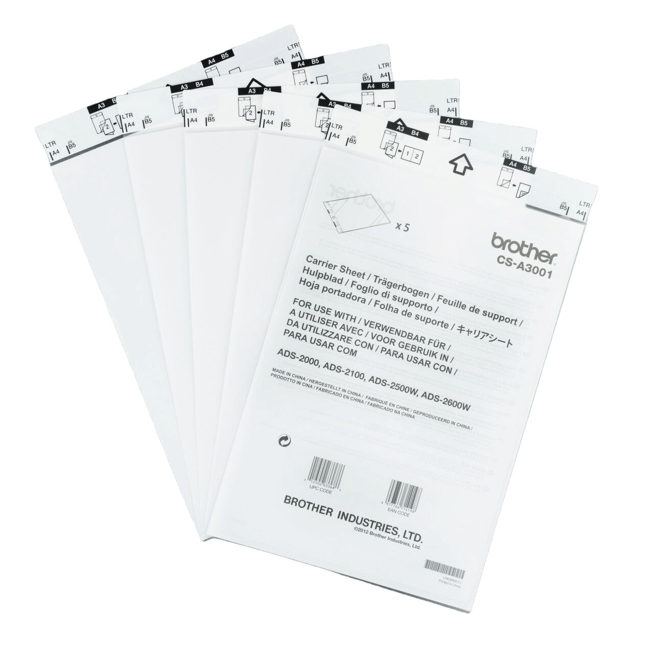 Brother CS-A3001 carrier sheet in use with a Brother ADS scanner