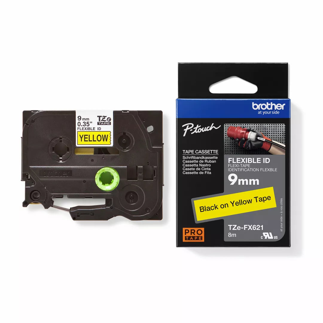 Brother TZe-FX621 cassette shown beside its carton
