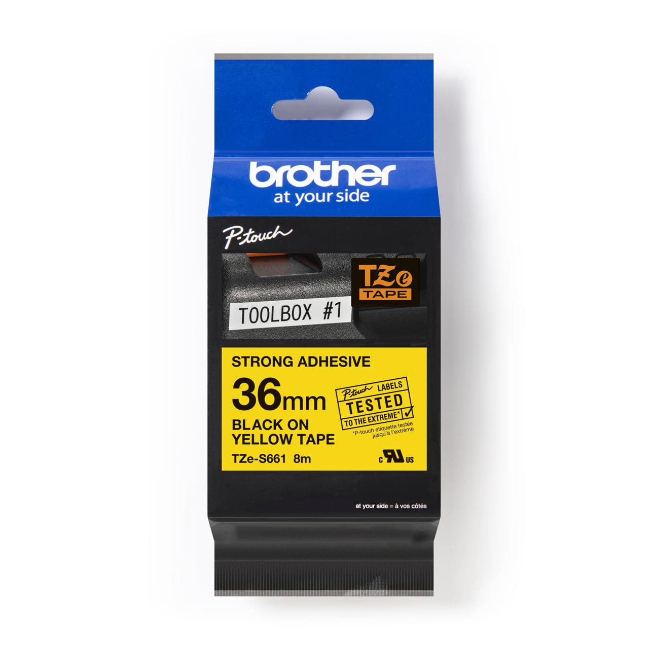 Brother TZe-S661 36mm black on yellow strong adhesive tape cassette