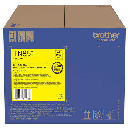 Brother TN851 Toner Cartridge 6500 Pages Yellow