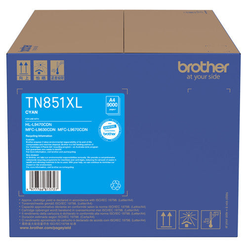 Brother TN851XL Toner Cartridge 9000 Pages Cyan