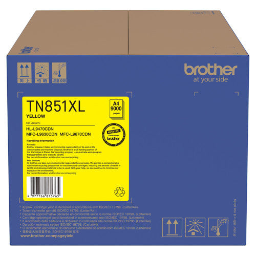 Brother TN851XL Toner Cartridge 9000 Pages Yellow