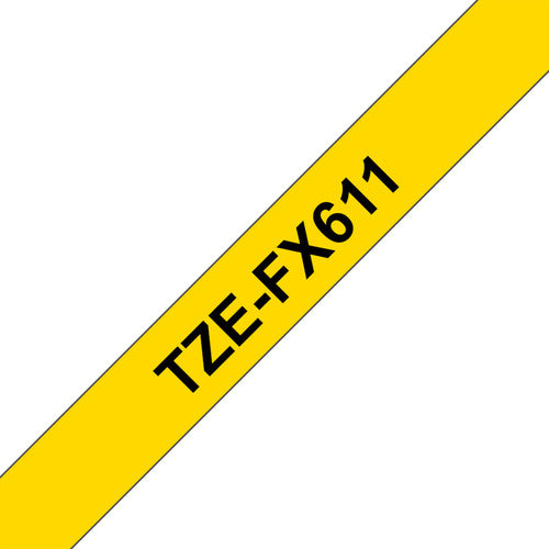 Brother TZe Flexible Tape 6mm Black on Yellow TZEFX611