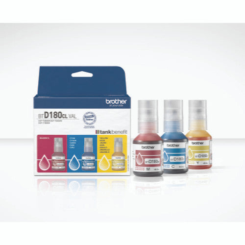 Brother BTD180CLVAL 3 Colour Ink Bottle Cartridges Value Pack