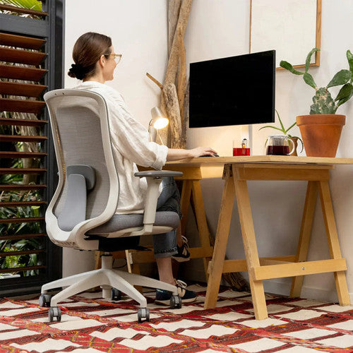 Buro Elan Mesh Back Chair With Arms Light Grey