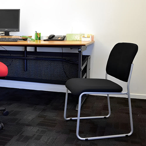 Buro Mario Sled Base Chair Black Powdercoat Frame Without Arms Fabric Black