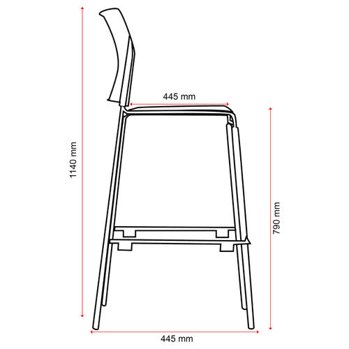Buro Maxim 4 Leg Barstool Black Powdercoat Frame Without Arms Black