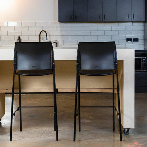 Buro Maxim 4 Leg Barstool Black Powdercoat Frame Without Arms Black