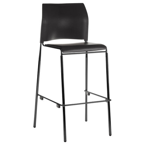 Buro Maxim 4 Leg Barstool Black Powdercoat Frame Without Arms Black