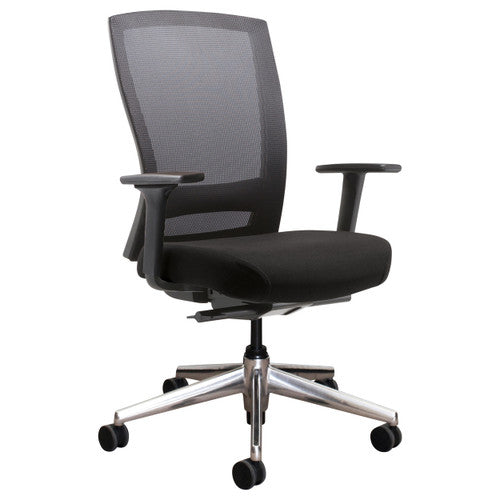 Buro Mentor Mesh Polished Aluminium Base With Arms Black