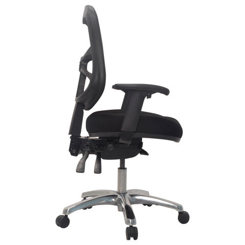 Buro Metro With Seat Slide Polished Aluminium Base With Arms Zen Black
