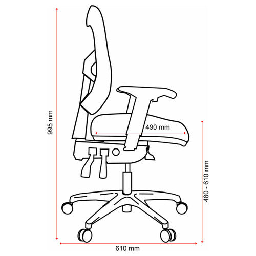 Buro Metro With Seat Slide Polished Aluminium Base With Arms Zen Black