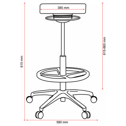 Buro Polo Drafting Stool Without Arms Vinyl Black
