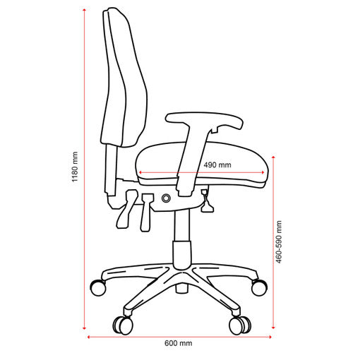 Buro Roma 3 Lever High Back With Seat Slide With Arms Charcoal