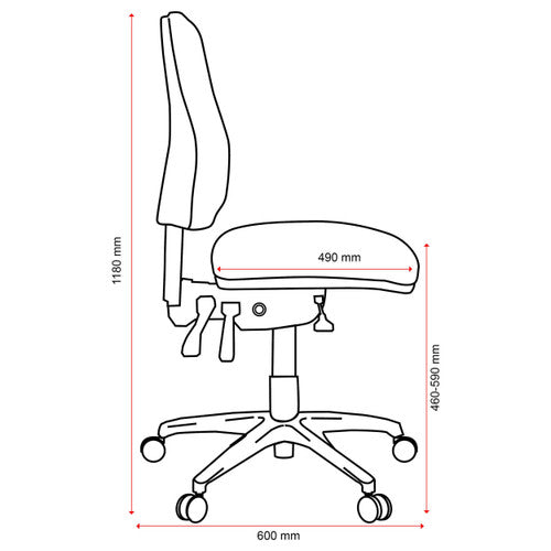 Buro Roma 3 Lever High Back With Seat Slide Without Arms Charcoal