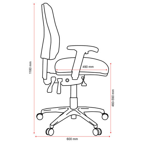 Buro Roma 3 Lever High Back With Seat Slide Without Arms Safetex Charcoal