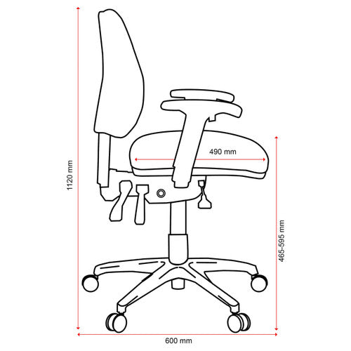 Buro Roma 3 Lever Mid Back With Seat Slide With Arms Green