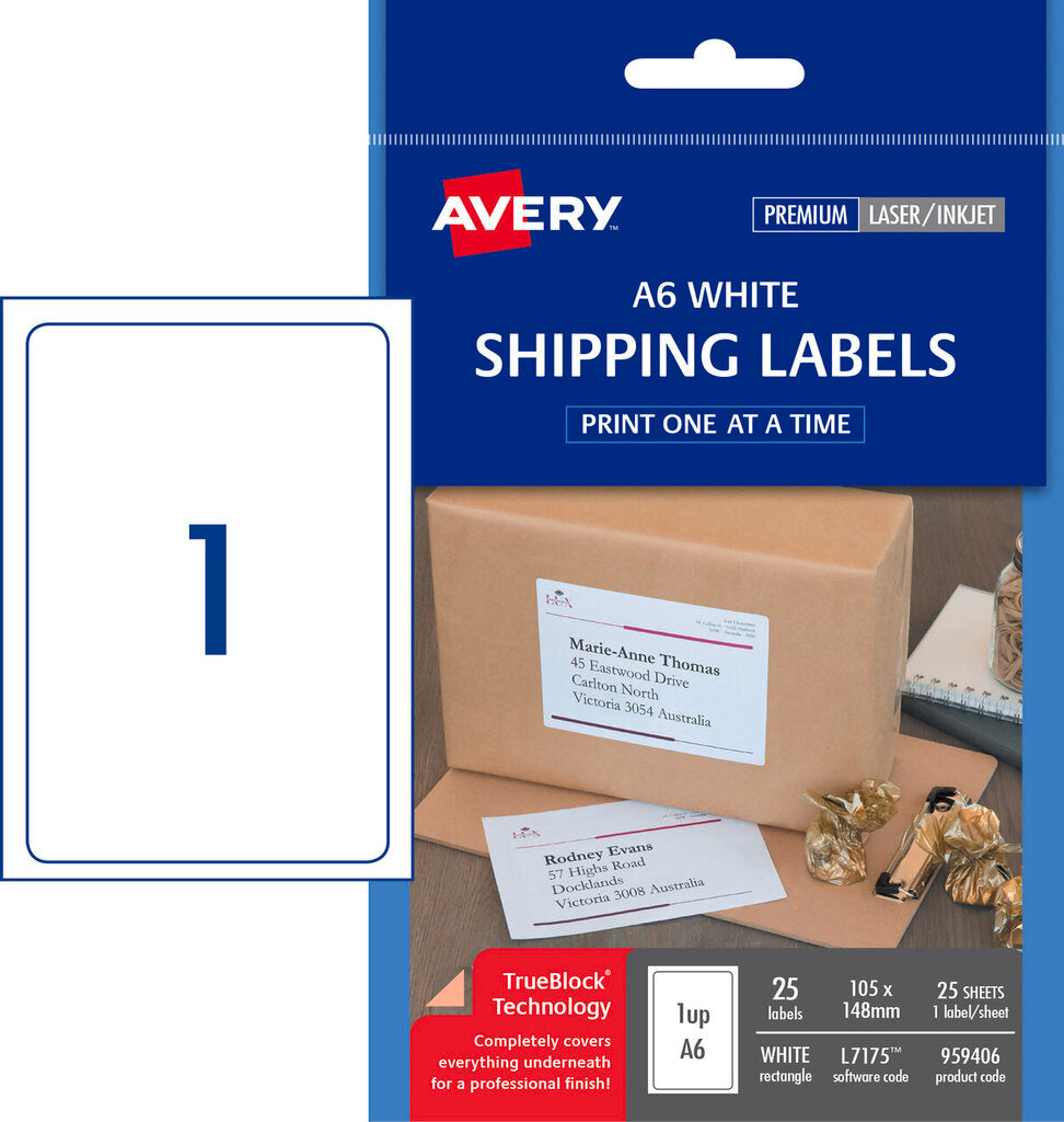 Avery International Shipping Labels A6 L7175 Clip Strip 12 Packs