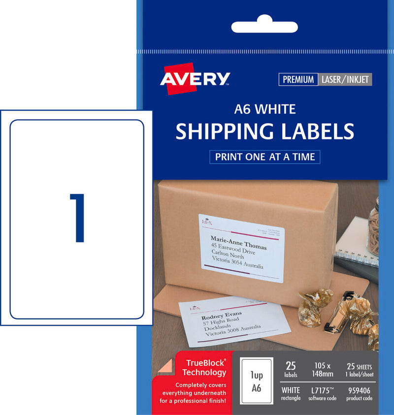 Avery International Shipping Labels A6 L7175 Clip Strip 12 Packs