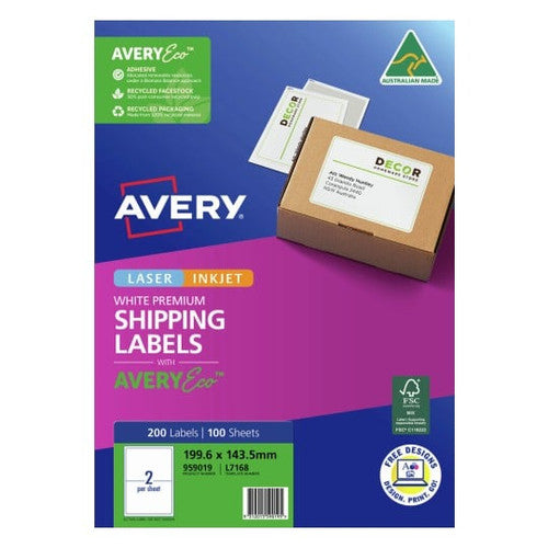 Avery 959019 Premium Shipping Labels With AveryEco L7167 199.6 x 289.1mm Pack Of 100 1 Up