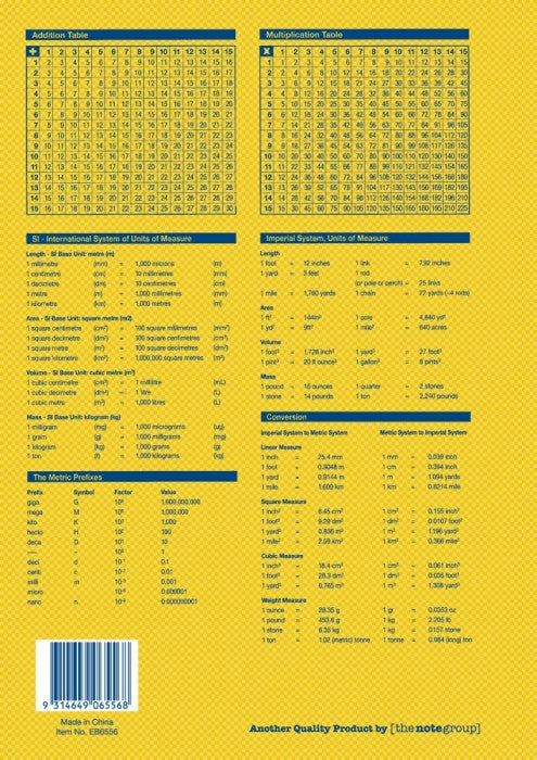 Writer Premium Exercise Book A4 96 Page 8mm Ruled Red Margin Lemon Yellow Cover Pack 10 — open pages showing ruling