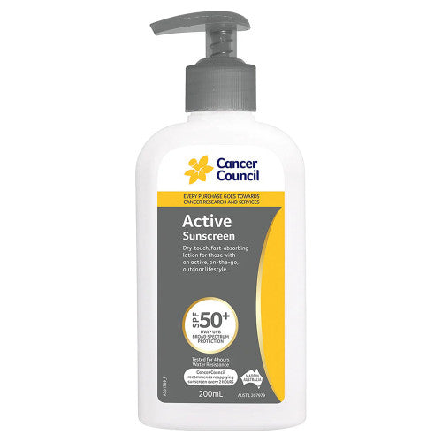 Cancer Council SPF50+ Active Sunscreen Pump 200ml Pack of 24