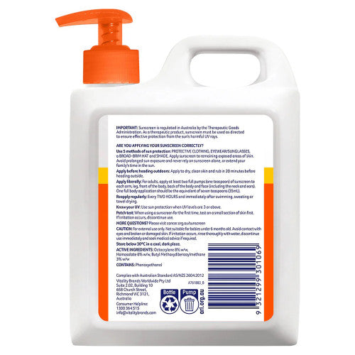 Cancer Council SPF50 Everyday Value Sunscreen Pump 1L Pack of 6