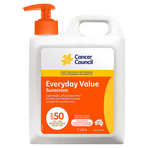 Cancer Council SPF50 Everyday Value Sunscreen Pump 1L Pack of 6