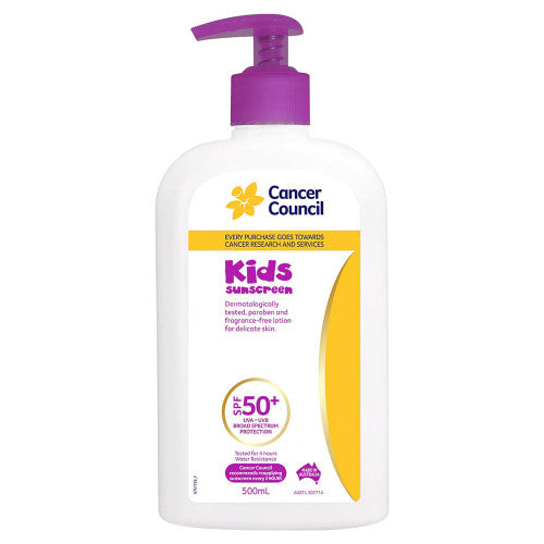 Cancer Council SPF50+ Kids Sunscreen Pump 500ml Pack of 12