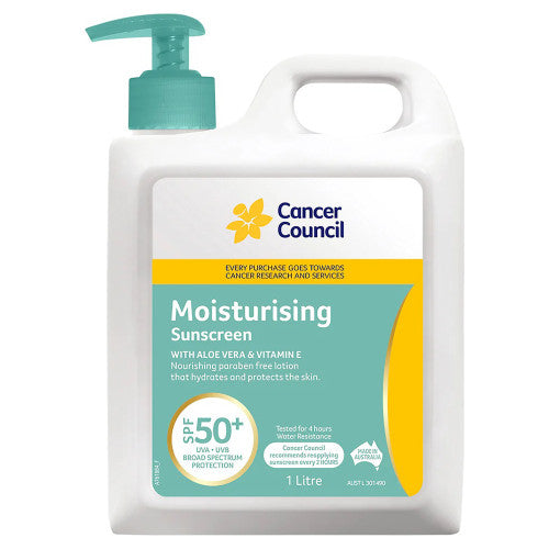 Cancer Council SPF50+ Moisturising Sunscreen Pump 1L Pack of 6