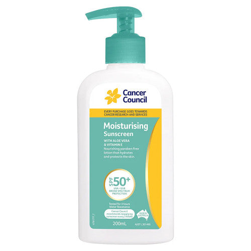 Cancer Council SPF50+ Moisturising Sunscreen Pump 200ml Pack of 24