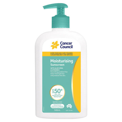 Cancer Council SPF50+ Moisturising Sunscreen Pump 500ml Pack of 12