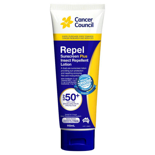 Cancer Council SPF50+ Repel Sunscreen and Insect Repellent Tube 110ml Pack of 24